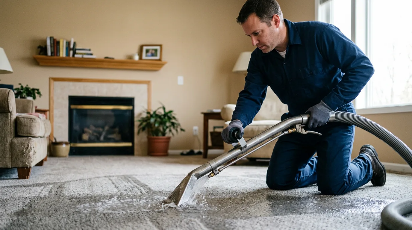 Water damage restoration technician working near Prentiss, MS